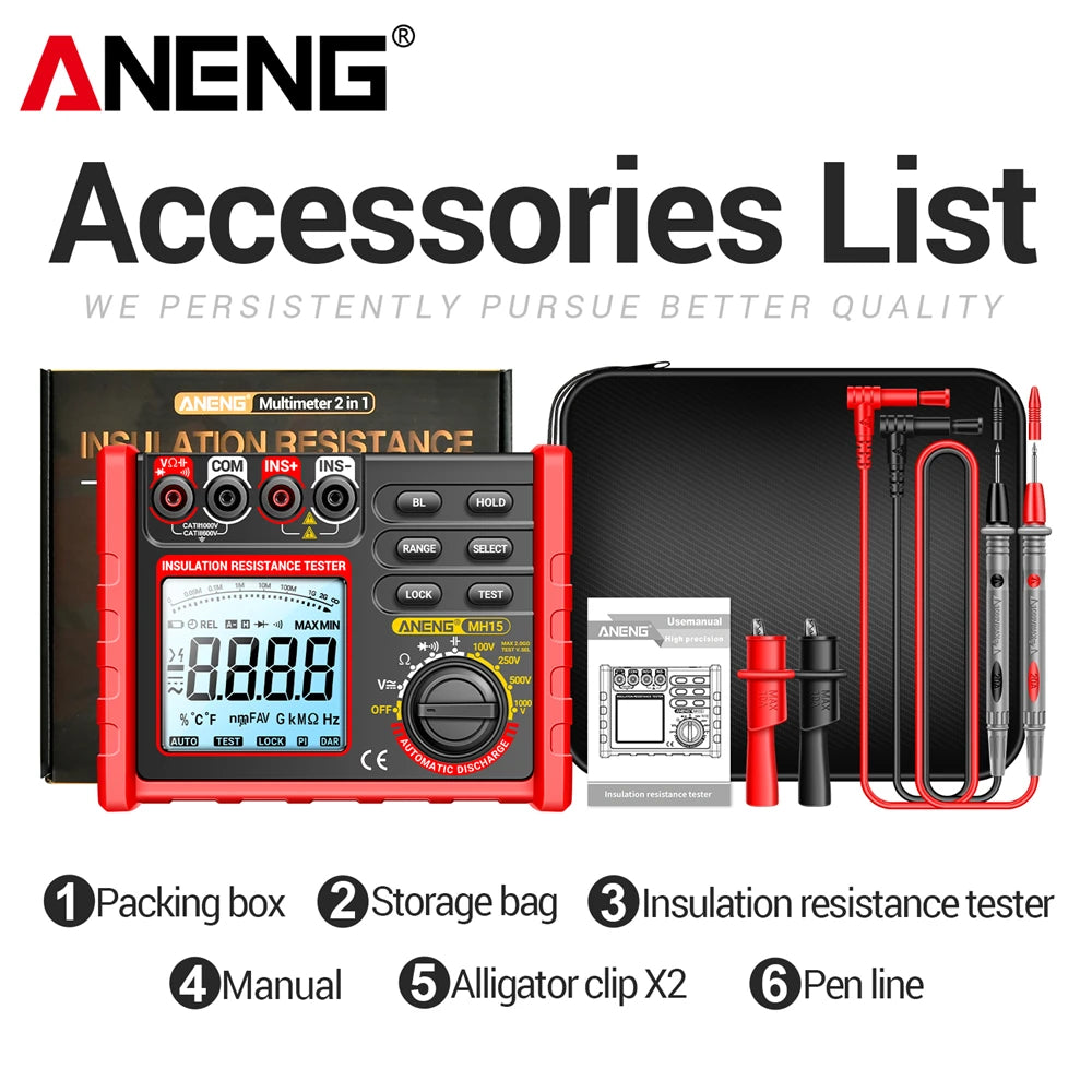 Medidor de Isolamento (Megger) ANENG MH15