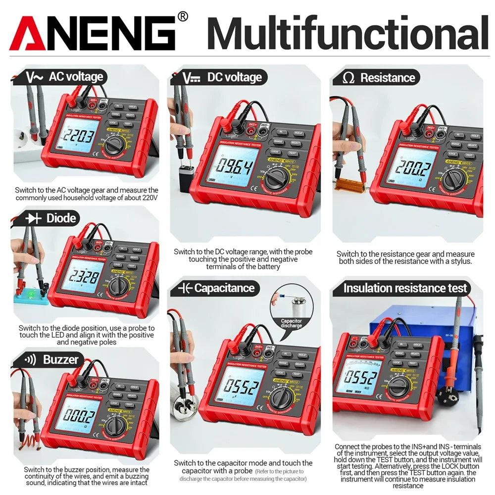 Medidor de Isolamento (Megger) ANENG MH15