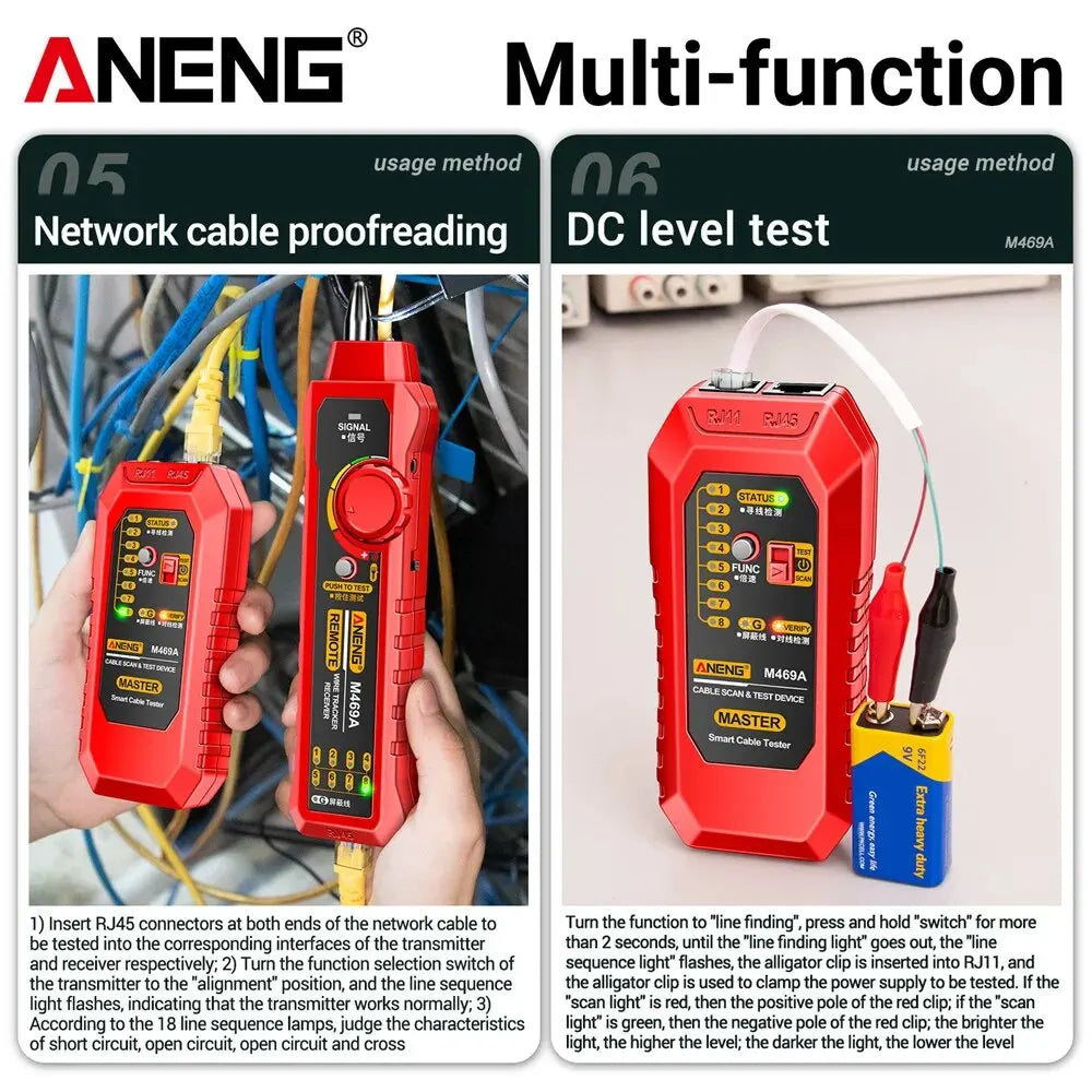 Testador e Rastreador de cabo RJ11 RJ45 ANENG